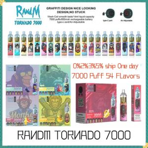 Oryginalne fumot randm tornado 7000 dmuchy jednorazowe e papierosy Vape Pen 14 ml Pod 1000MAH akumulator akumulator chińskie autentyczne hurtowe vapers dechable puff 7k