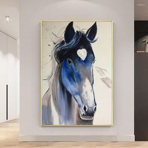 絵画抽象キャンバスパレットナイフ馬3D動物の壁アートのモダンな手作りの油絵