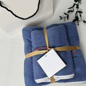 Semplicemente telo da bagno 2 pezzi / set asciugamani da spiaggia stilista blu velluto corallo unisex panno per il viso modello di lettera set di asciugamani per il viso per il bagno JF009 C23