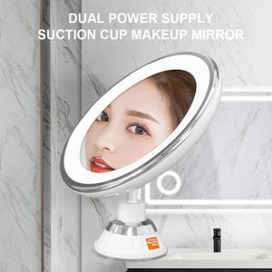 Espelhos compactos Espelho de maquiagem com luzes Touch Screen 10X Espelho de ampliação LED Make Up Mirror Flexível Ventosa Vaidade Miroir para banheiro 231113