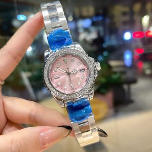 패션 여성 시계 최고의 브랜드 디자이너 Luminous 36mm 다이아몬드 레이디 시계 여성 생일을위한 스테인레스 스틸 밴드 손목 시계