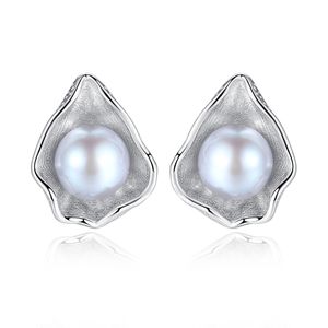 Shell Pearl Stud Kolczyki S925 Srebrne słodkowodne Perły Kolczyki Vintage European Fashion Women Kolczyki Wesder Wedding Party Walentynki Brand Marka Jewelry SPC