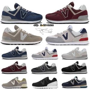 New Balance 574 Men's and Women's Leather Lace-up Sneakers in White and Grey