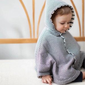 Giacche Abbigliamento per bambini Autunno e inverno Bambino in cotone Nero Bianco a righe Mantello con cappuccio double face antivento Vestito carino