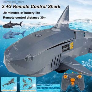 Animais elétricos / RC 2023 Novo controle remoto Tubarão 2.4GHz Controle Remoto Controle Submarino Animal Robô Banheira Piscina Brinquedos Elétricos Brinquedos Infantis Q231114