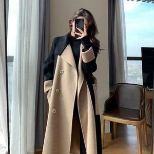 Womens Wool Blends Women Women Overcoat Color Match Doublebreasted Winter Coat Mid Length Lenterddended Lowerdown Lady Lady to Matring 231114
