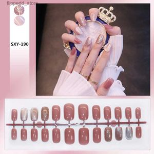 False Nails HEALLOR Glitter False Nails French Long Press On Nails Elegant Fingernails Stickers Removable Save Time Artificial Nails MH88 Q231114