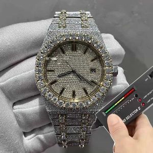 AP 2023 Versão Vvs Moissanite Mens Watch Royal Automatic Gold Mixed Silver 2 Tone Diamonds Pass Test Eta Movement 904l Aço Inoxidável Iced Out À Prova D 'Água Tem Logotipo