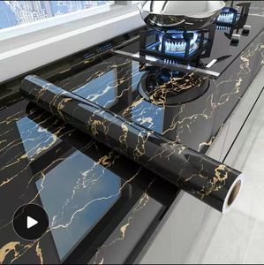 Wallpapers 6M Oil Proof Marble Wallpaper For Kitchen Countertop Cabinet Shelf PVC Self-Adhesive Waterproof Contact Paper Bathroom