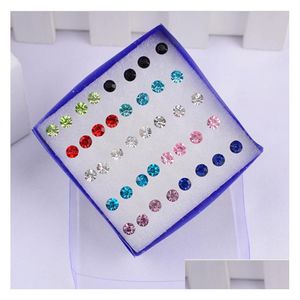 Stud 20 Pairs Of Boxed Korean Earrings Men And Women Color Antiallergic Diamond Plastic To Send Ear Plugs Drop Delivery Jewel Dhgarden Dhkrp
