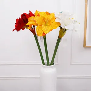 Fiori decorativi di alta qualità 4 teste in pile Clivia fiore artificiale ramo Amaryllis famiglia finta decorazione di nozze decorazioni di oggetti di scena