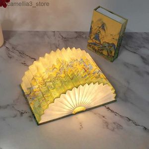 Nachtlichter Buchlampe Kreatives Geschenknetz Rote LED-Atmosphärenlampe Chinoiserie-Papierkunst-Schreibtischlampe Faltbuchlampe Nachtlicht Q231114