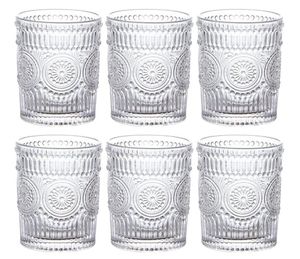 Präglade vattenglasögon romantisk glasvaror vintage dricksglasögon glas tumlar för juice drycker cocktail