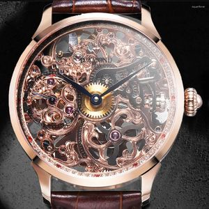 Armbanduhren Shanghai Diamant Uhr Männer Luxus Hand Wind Mechanische 41mm Top Marke Hohl Geschnitzte Uhren Uhren Para Hombre 1939
