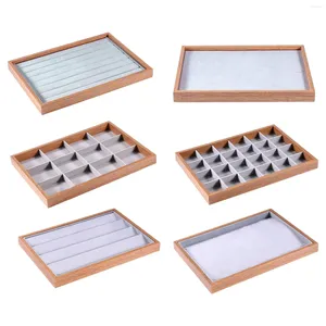 Smyckespåsar Stapble Organizer Trays Multifunktionell låda Bambu för armband