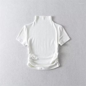 Abbigliamento da palcoscenico T-shirt da allenamento per danza latina da donna Abbigliamento da ballo tinta unita aderente per adulti Camicia con base elastica traspirante a collo alto