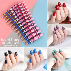 False Nails 432pcs 18 Mixed Solid Colors Short Round Almond Coffin Shape Nail Tips Full Cover False Nail Tips Press On Fake Nails 18 Strips 230413