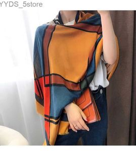 Halsdukar klassisk bomullsscarf kvinnor silkes halsdukar mode hösten vinter varm tryck designer svart shl fabrik grossist direktförsäljning yq231114