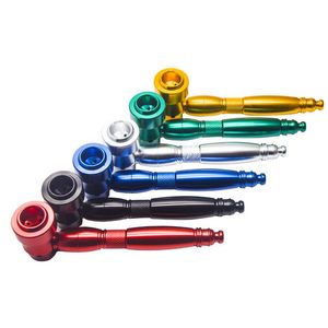 Mais recente colorida liga de metal manual tubos de mão portátil não deslizamento de tubo removível Tubo seco Tabaco Filtro Hole Spoon Bowl Pipes de mão fumando cigarro