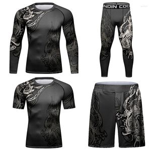 Бег на сетях Cody Lundin 4 Piece Fashion Sports Men's Summer BJJ Jiu Jitsu Обучение костюма Rash Guar