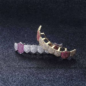 Großhandel Hohe Qualität Bling Dental Schmuck Iced Out Zirkon 8 stücke/Reihe Unten Grills Zähne Grillz Für Männer