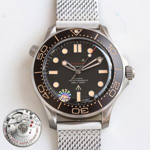 Relógios de grife 42mm mostrador marrom titânio pulseira de metal relógio mecânico relógio de mergulho masculino relógio de movimento automático