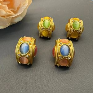 Stud Earrings Vintage Colorful Crysal Zirconia For Women Jewelry Runway Party T Show Fancy Trendy Boho INS Japan Korea