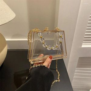 Вечерние сумки Акриловая женская сумка с цепной кошелькой для плеча женская коробка сумочка 2023 модный роскошный дизайнер с шампанским сцеплением
