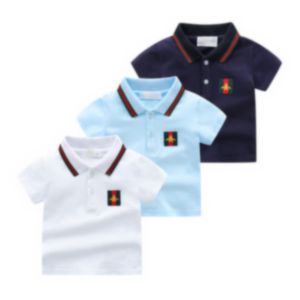 Camisetas de verão para bebês, meninos e meninas, gola virada para baixo, camisas polo de manga curta de algodão, roupas infantis BH113