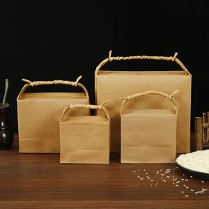 1/1.5/2.5/5 Kg Standing Up Kraft Paper Packing Rice Bag With Kraft Cardboard Box For Rice Tea Food Storage Package Bags