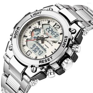 Relógios de pulso Zegarek meski stryve marca 8014 luxo aço inoxidável de 12/24 horas Relógio Digital Quartz Digital Sports Sports Men Watch