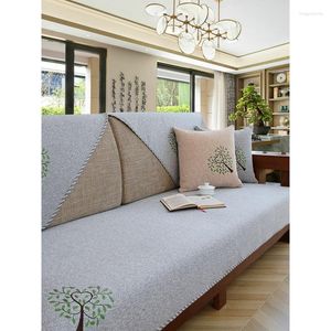 Capas de cadeira 2023 Four Seasons Style Universal Non Slip Simples Modern Cotton Linen Sofá Cover