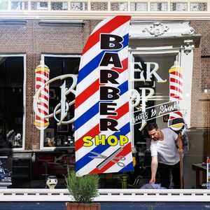 Banner-Flaggen Barber Shop Flag Sign Adveritsing Feather-Flag Kit Set Welcome Open Sale Car Restaurant Custom Swooper Flagpole 230414