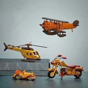 Objetos decorativos estatuetas decoração para casa avião de madeira feito à mão pequeno helicóptero militar modelo avião de madeira brinquedo crianças presente itens de decoração para quarto 231114