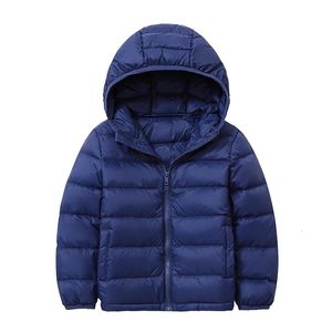 Para baixo casaco 216 anos meninos inverno à prova de vento jaquetas ultraleve crianças pato casacos com capuz crianças puffer penas meninas roupas 231113