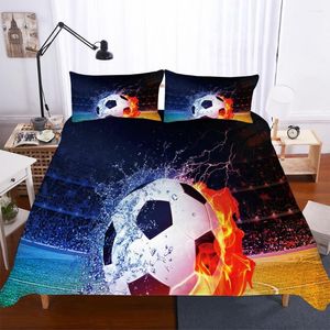 Set di biancheria da letto Biancheria da letto in cotone Copripiumino da calcio per ragazzo Stampa reattiva Piumino da calcio Set da tre pezzi Biancheria da letto da uomo