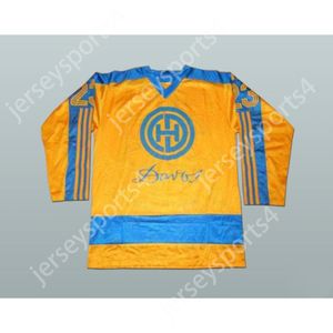 Özel HC Davos HCD Jacques Soguel Hokey Forması Yeni En İyi Dikişli S-M-L-XL-XXL-3XL-4XL-5XL-6XL