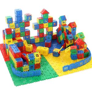 Blocos 180pcs tamanho grande plástico 3d interconectando brinquedos de construção para crianças aprendendo colorido diy bloco meninos brinquedo cérebro jogo 231114