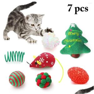 Cat Toys 7st Christmas Toy Set False Mice Mouse Playing Interactive Pet Chew for Cats Supplies Drop Delivery Home Garden Dhrik