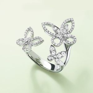 خاتم الخاتم الخاتم Moissanite خاتم الخطوبة 925 Silver Diamond Size Size Size Small Butterfly أعلى جودة العداد هدايا مميزة 013