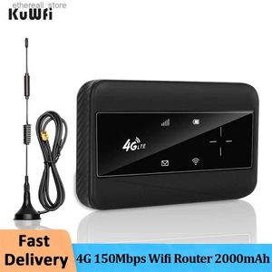 ルーターKUWFI 150Mbps LTEルーターワイヤレスWIFIポータブルモデムSIMカードスロットミニ屋外ホットスポットポケットMIFI 4Gルーター2000MAH Q231114