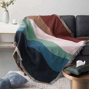 Filtar ins kontrast färg boho vävt kast filt reversibel soffa täcker filt för säng utomhus camping picknick matta vägg tapestry dekor 231113