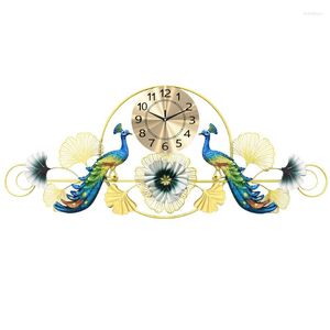 Механизм настенных часов Металлический гигант 3D павлин кварц Европейский современный простая личность творческие украшенные молчаливые часы
