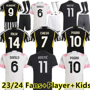 23 24 neue VLAHOVIC CHIESA Fußballtrikots 2023 2024 MILIK Juventus POGBA Männer Kinder Set BONUCCI Fußballtrikots DI MARIA Uniform Kostic Fagioli Danilo Maglie da Calcio