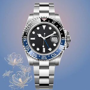 Relógio de marca para homens relógio limpo relojes 126710 gmt 40mm moldura de cerâmica azul preta espelho de vidro de safira sintética à prova d'água luminosa relógio Batman de aço fino 904L