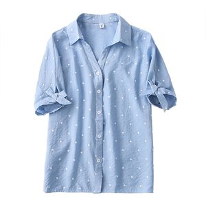 Bloups feminina camisas de mangas do bowknot mulheres blusas camisa polka pontas de chiffon camisa de chiffon mangas de lapela selvagem retro solto top mais tamanho 230414