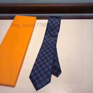 Neck Ties Designer Mens Luxury Necktie Damier Quilted Plaid Tie Silk With Box Black Blue White 83k5# F0N6