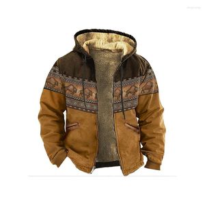 Sweats à capuche pour hommes 2023 Hiver Polaire Fermeture à glissière pour hommes Vintage Afrique Tiger Print Hood Vestes Vêtements Street Manteau d'extérieur à capuche Zip-up