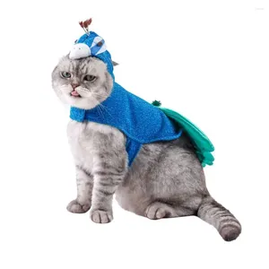 猫の衣装調整可能な青い孔雀のコスチュームポリエステルパーカーとハットペットコスプレの休日