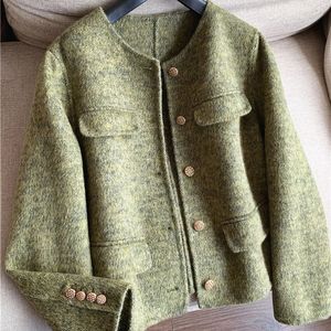 Womens Designer Clothing Wool Blends Sandro Undefined Jacket Rivers Short Handmade Doublesided Coat Luxury Roundneck Jacket For Fallwint 4124